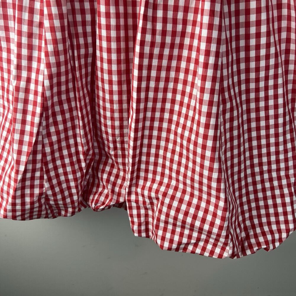 Abercrombie & Fitch Emerson Poplin Mini Dress Red Gingham Smocked Sz L - Picture 5 of 11